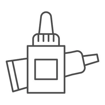 Glue thin line icon. Two bottles with adhesive liquid tubes symbol, outline Stock Illustration