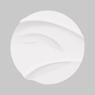 Glued circle paper wrinkled effect sticker, empty frame, badge mockup isolated Stock Illustration
