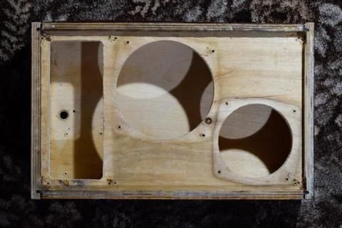 Glued with glue pva speaker enclosure. Stock Photos
