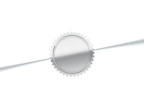 Glued silver sticker on envelope. Chrome stamp logo vector illustration. Quality Stock Illustration