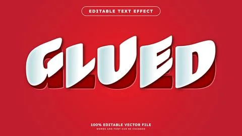 Glued text effect with peeled sticker style and editable fonts vector illus.. Stock Illustration