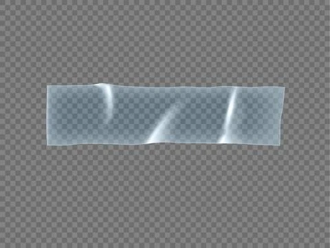 Glued wrinkles rectangular transparent plastic sticker, vector realistic Stock Illustration