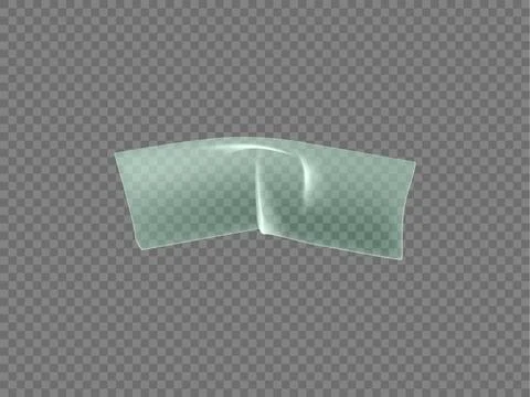 Glued wrinkles rectangular transparent plastic sticker, vector realistic Stock Illustration