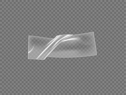 Glued wrinkles rectangular transparent plastic sticker, vector realistic Stock Illustration