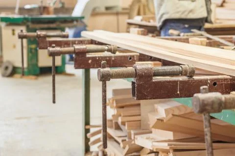 Gluing boards workshop Stock Photos