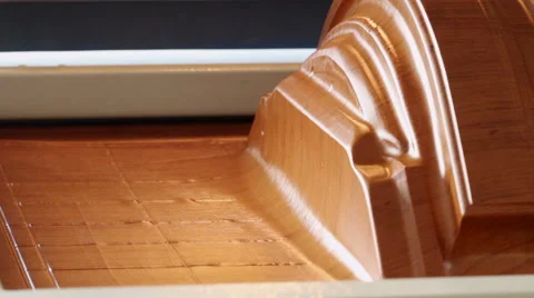 The gluing edges. The manufacturing process of the facade of kitchen furniture. 库存影片 63404479