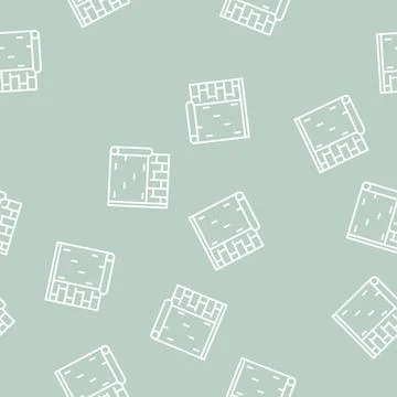 Gluing wallpapper on brick wall line seamless pattern 스톡 일러스트