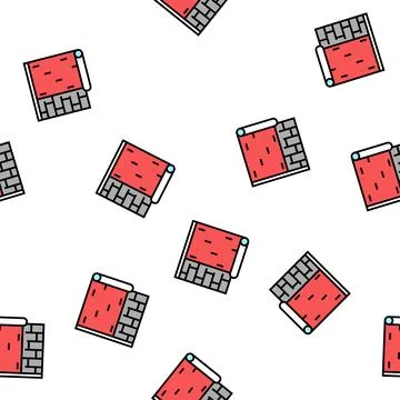 Gluing wallpapper on brick wall vector seamless pattern イラスト素材