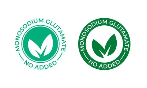 Glutamate no added vector icon. Contain no MSG monosodium glutamate food pack Stock Illustration