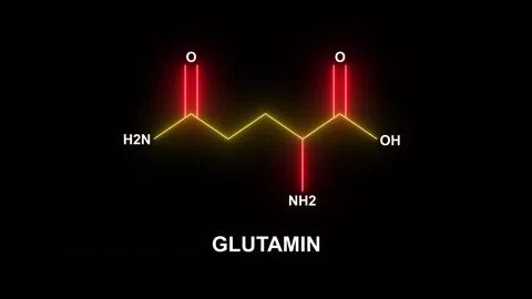 Glutamine molecular structure display screen animation Stock Footage 325616381