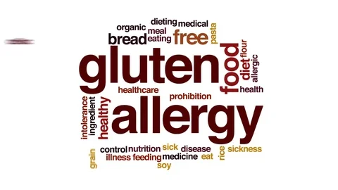 Gluten allergy animated word cloud, text design animation. Stock Footage 72417029