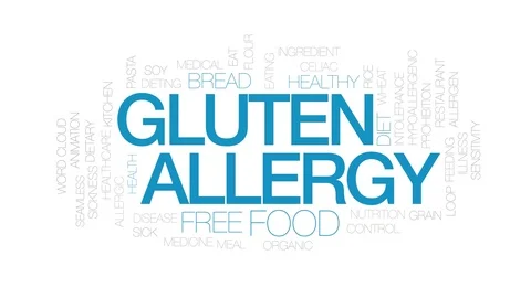Gluten allergy animated word cloud. Kinetic typography. Stock Footage 107687650