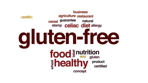 Gluten-free animated word cloud, text design animation. Stock Footage 79425644