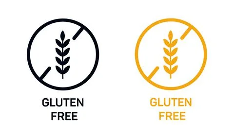 Gluten free label vector icons set. No wheat symbols templates design for gluten Stock Illustration