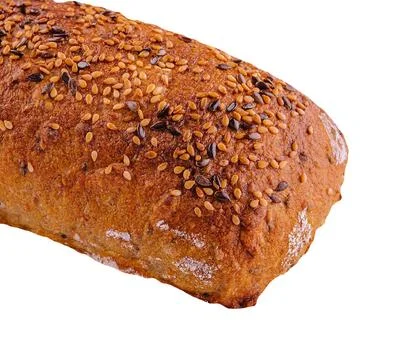 Gluten free multi seed bread with linseed isolated Stock Photos