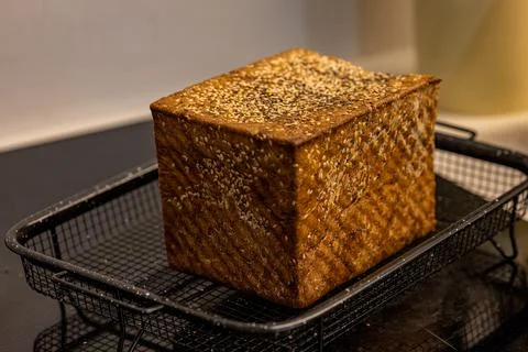 Gluten-free rectangular bread loaves. Photos