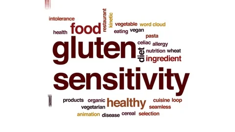 Gluten sensitivity animated word cloud. Kinetic typography. Stock Footage 113925808