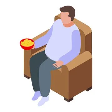 Gluttony cinema chips icon, isometric style Stock Illustration