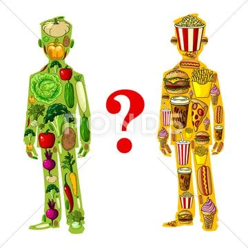 Gluttony or diet human nutrition icons Stock Illustration