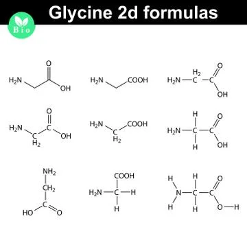 Glycine chemical structures, different styles Stock Illustration