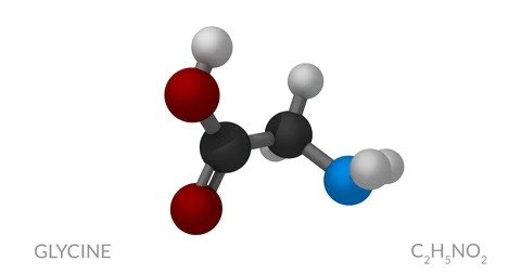 Glycine molecule, rotating seamless loop, 3d animation, 4k 30fps Stock Footage 91877399