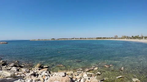 Glyfada beach is found in front of the famous coastal settlement near Athen.. Stock Footage 230182248