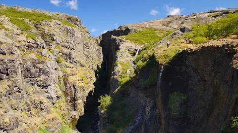 Glymur waterfall, second highest waterfall on Iceland. Stock-Footage 112421483