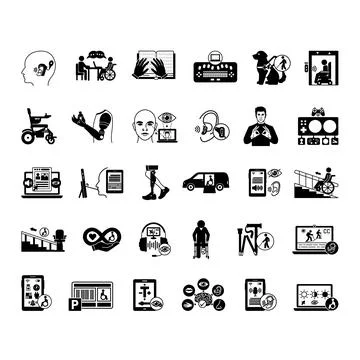 Glyph Accessibility and Universality Icon Set. Vector Illustrations Electri.. 스톡 일러스트