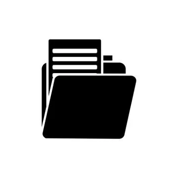 Glyph folder icon with documents. Folder simple vector illustration isolated 库存插图