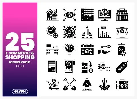Glyph Icons for E-commerce and Shopping Stock-Illustration