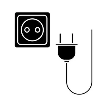 Glyph plug socket icon. Simple vector design illustration isolated 스톡 일러스트