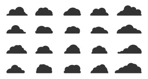 Glyph shape cloud icon weather bubble vector set 스톡 일러스트