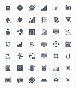 Glyph Style Progress Bar Vector Icons with 42 64x64 Grid Fitted Designs 스톡 일러스트