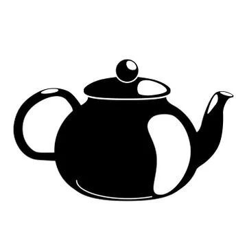 Glyph teapot isolated on white background. black silhouette Front view of drink Stock Illustration