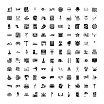 Glyph ui elements black and white variety pack Stock Illustration