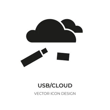 Glyph usb cloud icon storage data flash web vector Stock Illustration
