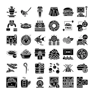 Glyphs collection developing various abstract symbols design Stock Illustration