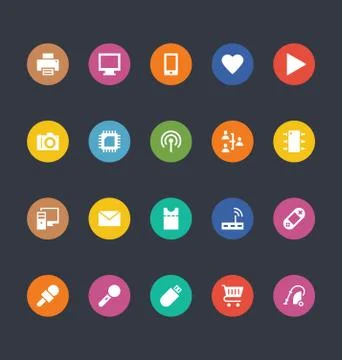 Glyphs Colored Vector Icons Stock Illustration