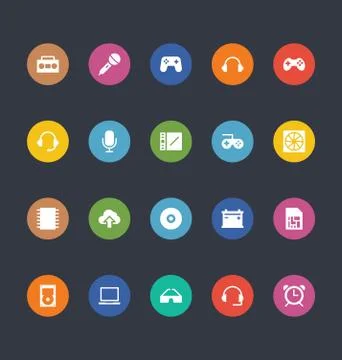 Glyphs Colored Vector Icons Set Stock Illustration