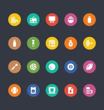 Glyphs Style Colored Vector Icons on Black Background Stock Illustration