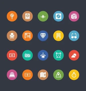 Glyphs Style Colored Vector UI Icons Set Stock Illustration