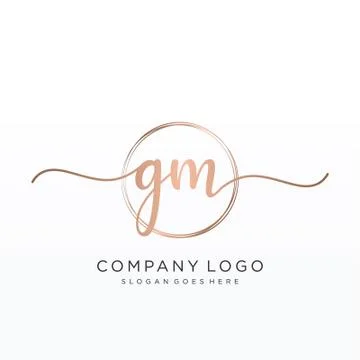 GM Initial handwriting logo design Stock Illustration