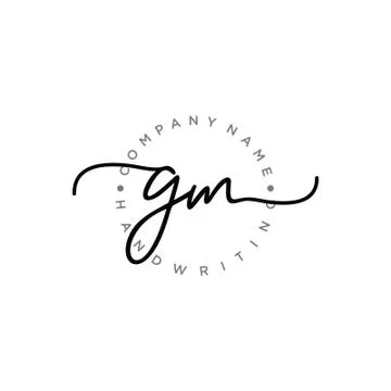 GM Initial handwriting logo design Stock Illustration