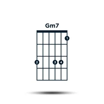 Gm7, Basic Guitar Chord Chart Icon Vector Template Stock Illustration