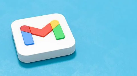 Gmail App Icon on Blue Background with Copy space Stock Illustration