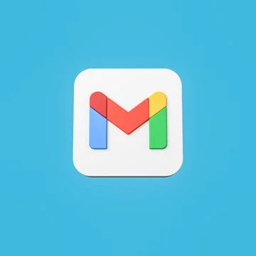 Gmail App Icon on Flat Blue Background Stock Illustration
