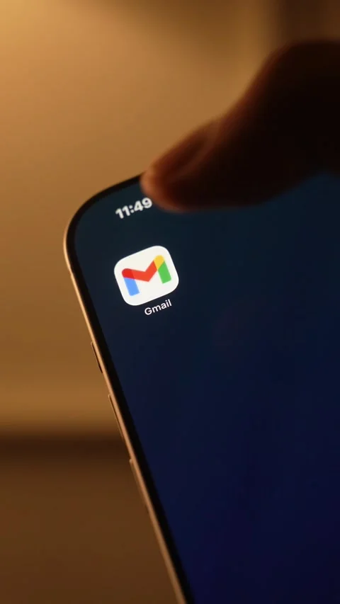 Gmail App Opening on Smartphone Screen Stock Footage 343440963