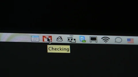Gmail email notification in Apple Computers iMac top bar Stock Footage 99138407