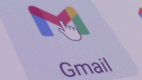 Gmail Icon Click Close Up Stock Footage 145537015