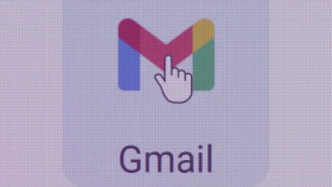 Gmail Icon Click Close Up Front Camera Stock Footage 145537000